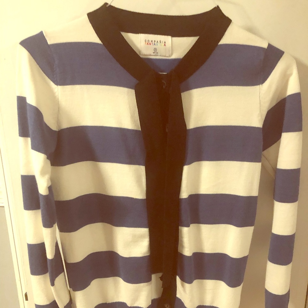 Striped Cardigan with Tie Detail